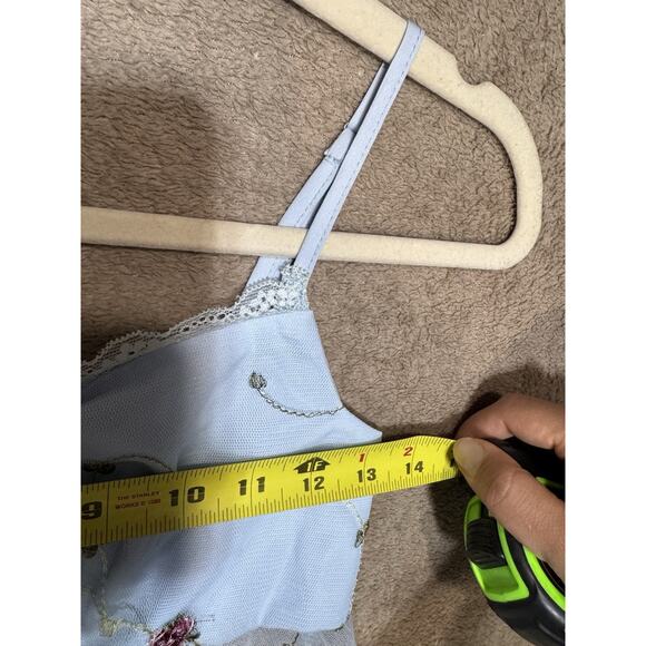 Y2k Inspire Fairy Top XS Embroidered Floral Babydoll Strappy Blue Fairycore - Picture 7 of 8